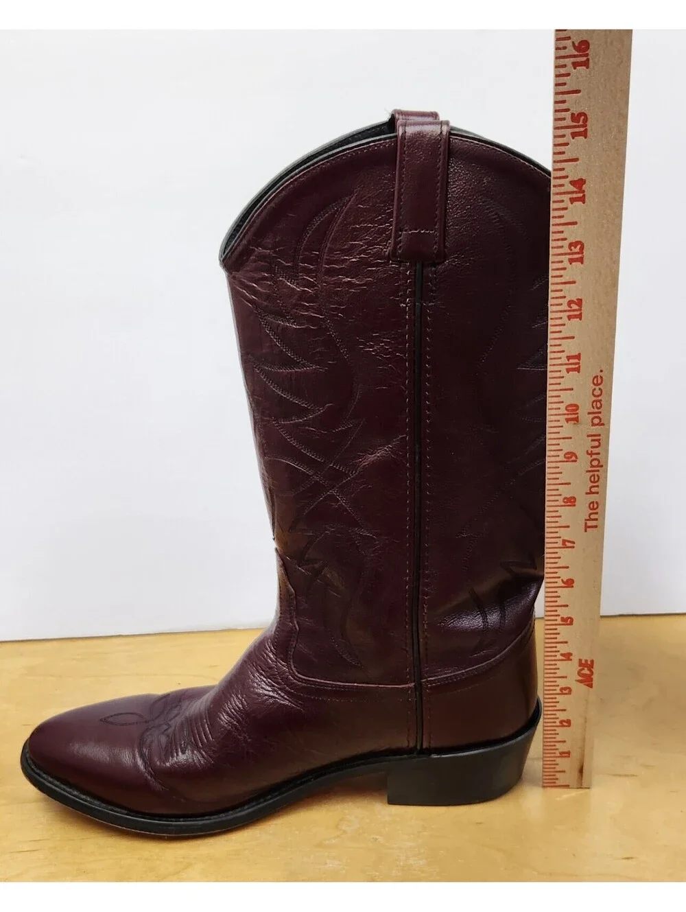 Old West Men’s Burgundy Wine Smooth Leather Western Boots Size 10.5 D SCM7013